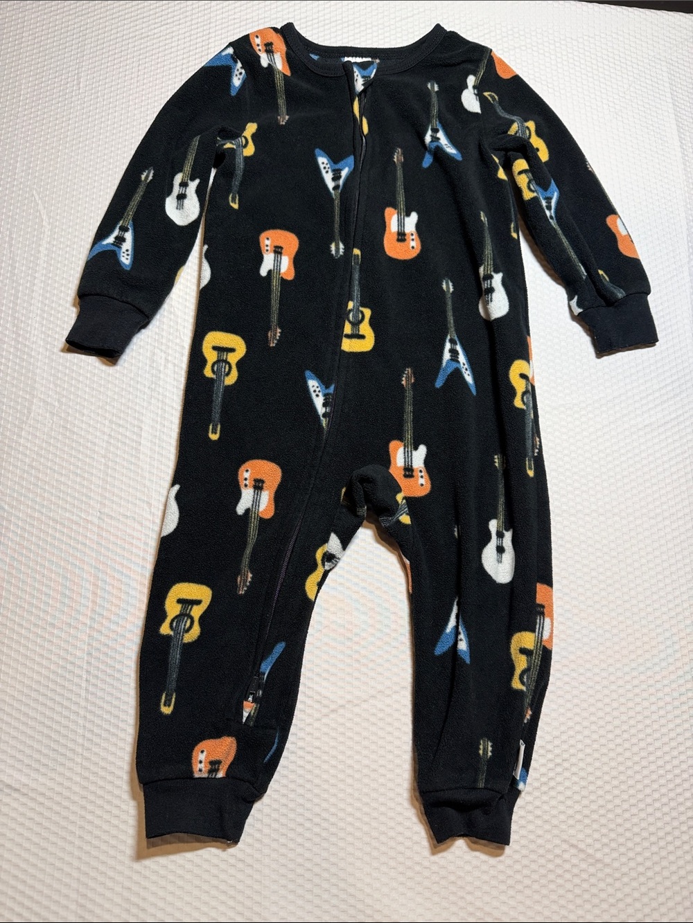 Gerber Black Footed One-Piece Pajamas with Guitar Print